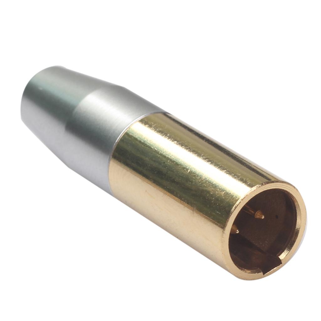 2 Pieces Copper Mini XLR 3 Pin Plug Small XLR Audio Microphone Connector