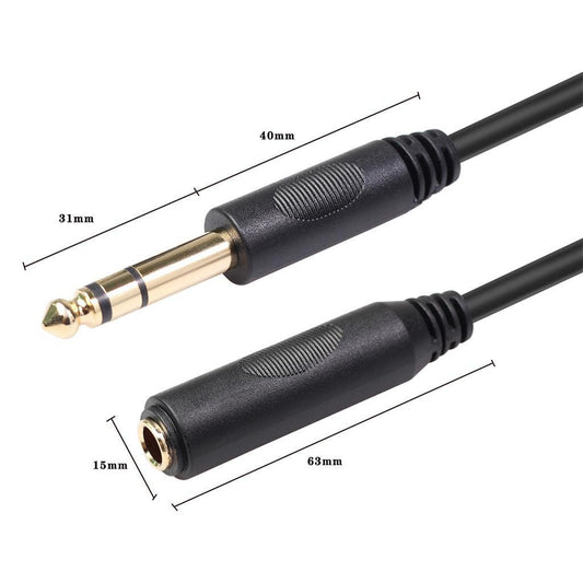 6.35 Headphone Extension Cable TRS 1/4" Male to Female Cord Stereo New 10ft