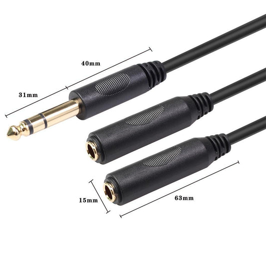 20cm 6.35mm 1/4" Stereo Male to 2x 1/4" Female Y Splitter Adapter Cable