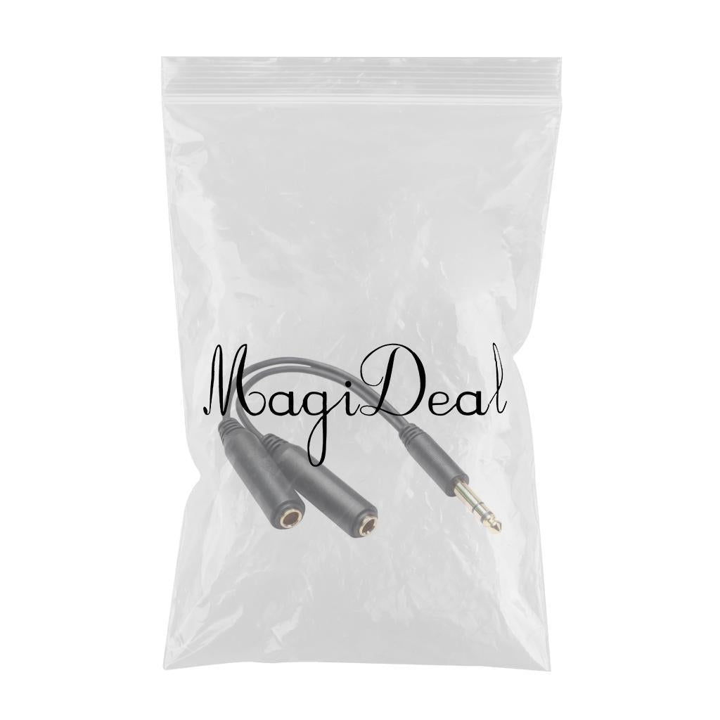 20cm 6.35mm 1/4" Stereo Male to 2x 1/4" Female Y Splitter Adapter Cable