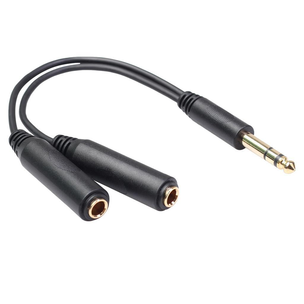 20cm 6.35mm 1/4" Stereo Male to 2x 1/4" Female Y Splitter Adapter Cable