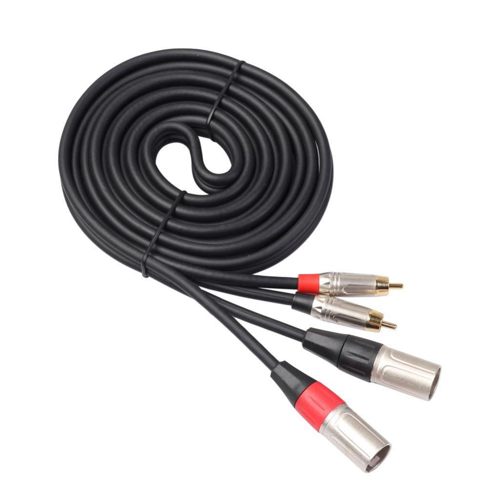 Dual XLR Male to Dual RCA Male Patch Cable - 2-XLRM to 2-RCA Audio Cord 1.8M