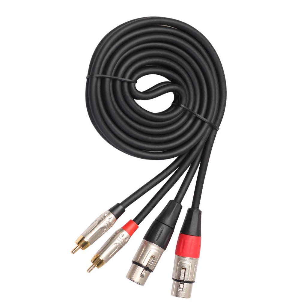 5.9/9.8ft 2 XLR Female to Dual RCA Male Plug Adapter Cable Durable 3m