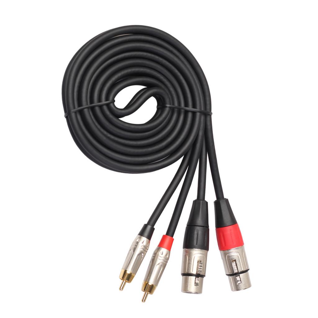 5.9/9.8ft 2 XLR Female to Dual RCA Male Plug Adapter Cable Durable 3m