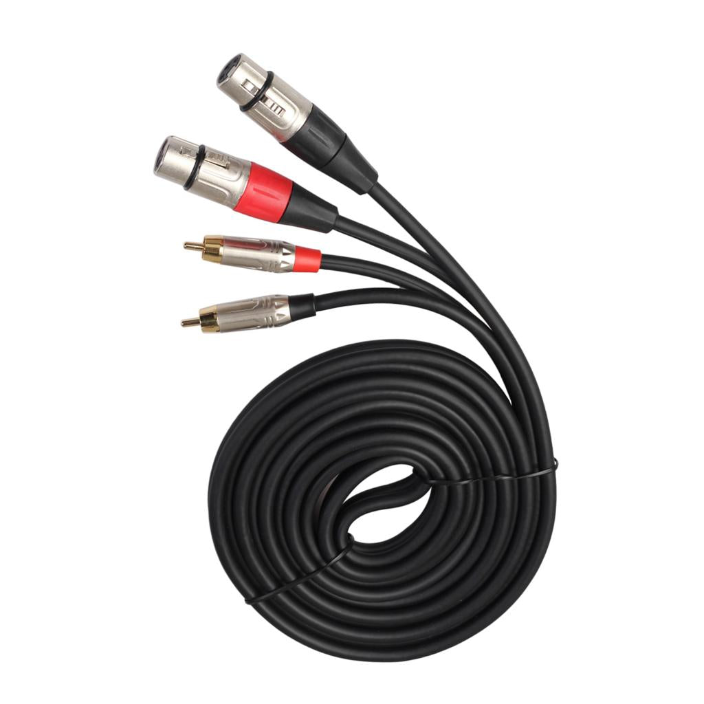 5.9/9.8ft 2 XLR Female to Dual RCA Male Plug Adapter Cable Durable 3m