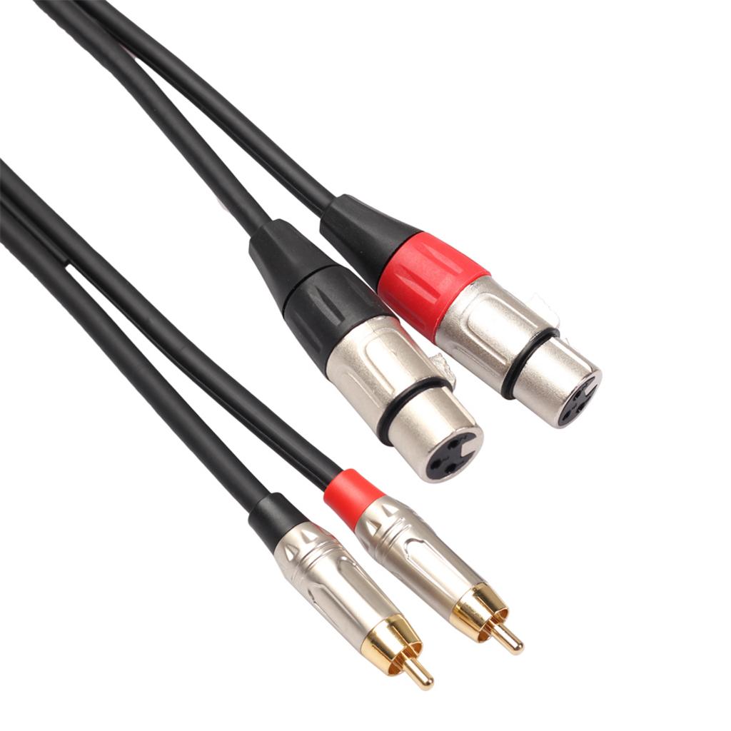 5.9/9.8ft 2 XLR Female to Dual RCA Male Plug Adapter Cable Durable 3m