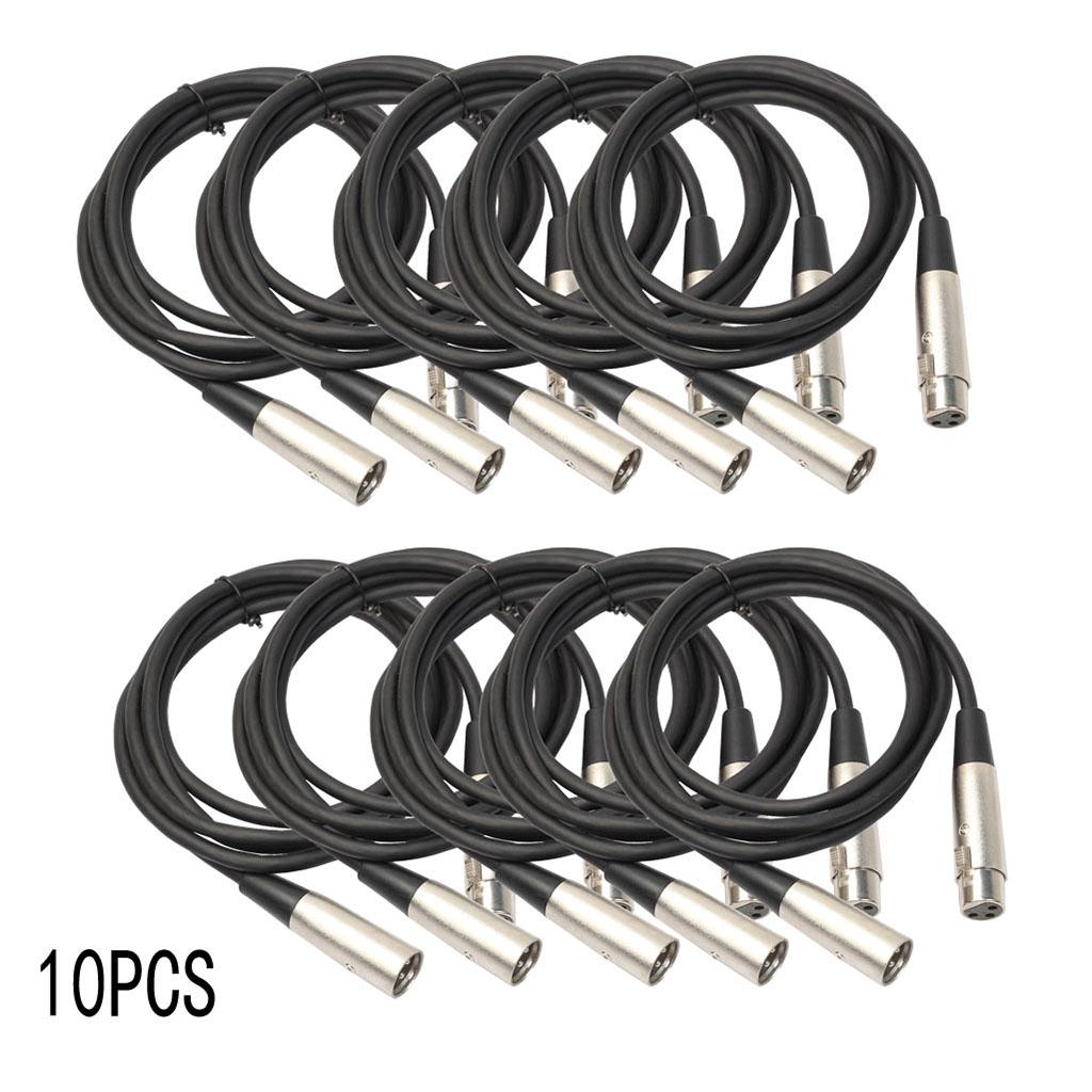 BLACK XLR 3 pin MALE TO FEMALE MIC MICROPHONE PATCH EXTENSION CABLE 3ft