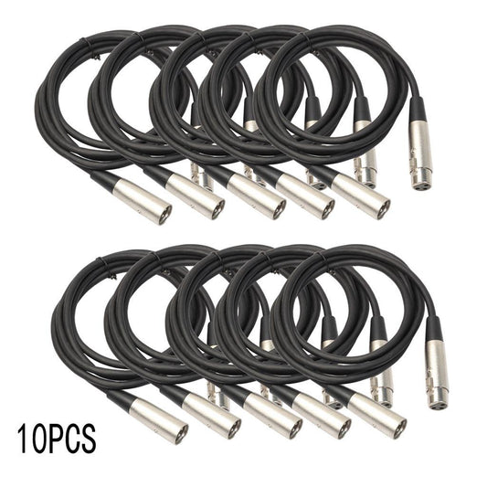 BLACK XLR 3 pin MALE TO FEMALE MIC MICROPHONE PATCH EXTENSION CABLE 3ft