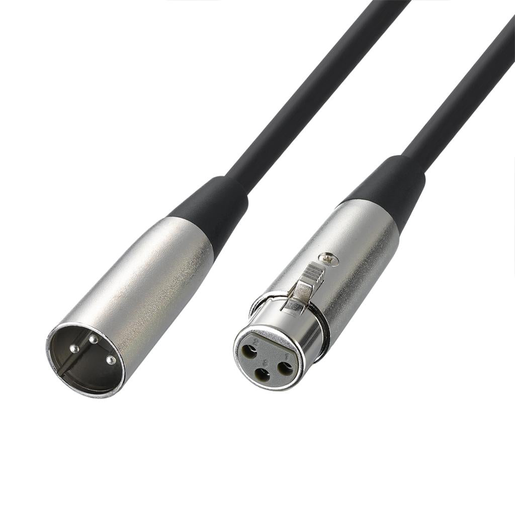 BLACK XLR 3 pin MALE TO FEMALE MIC MICROPHONE PATCH EXTENSION CABLE 3ft