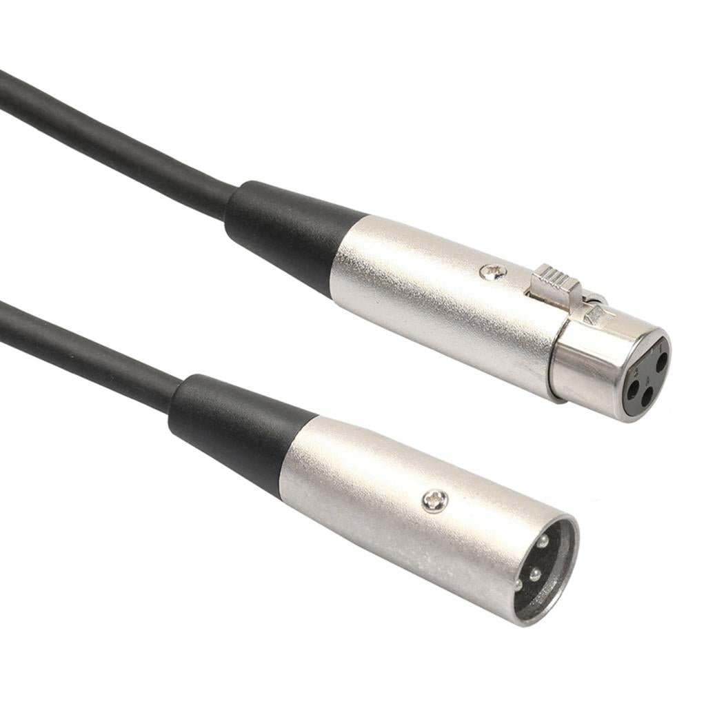 BLACK XLR 3 pin MALE TO FEMALE MIC MICROPHONE PATCH EXTENSION CABLE 3ft