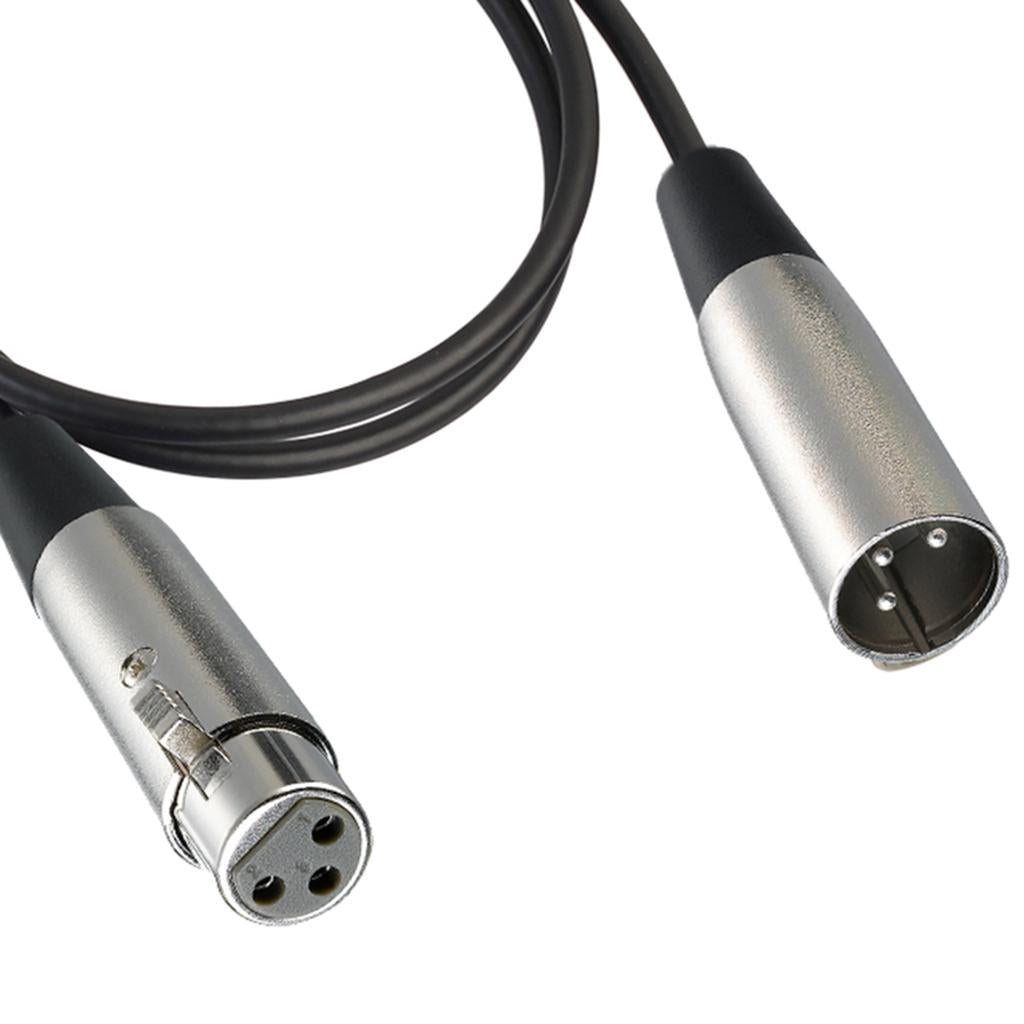 BLACK XLR 3 pin MALE TO FEMALE MIC MICROPHONE PATCH EXTENSION CABLE 3ft