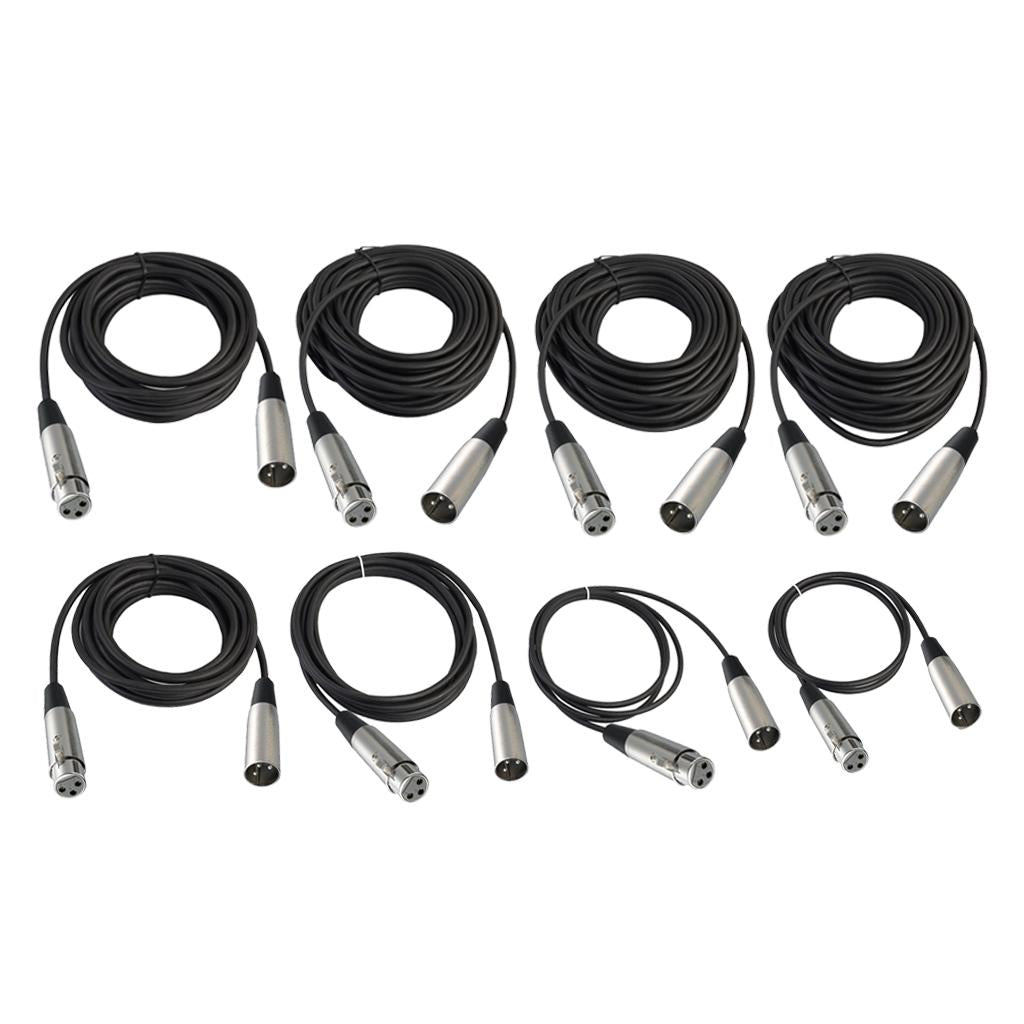 BLACK XLR 3 pin MALE TO FEMALE MIC MICROPHONE PATCH EXTENSION CABLE 3ft