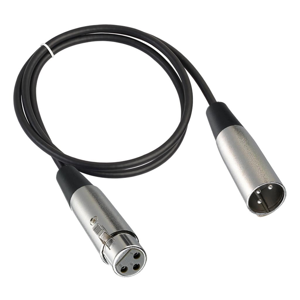 BLACK XLR 3 pin MALE TO FEMALE MIC MICROPHONE PATCH EXTENSION CABLE 3ft