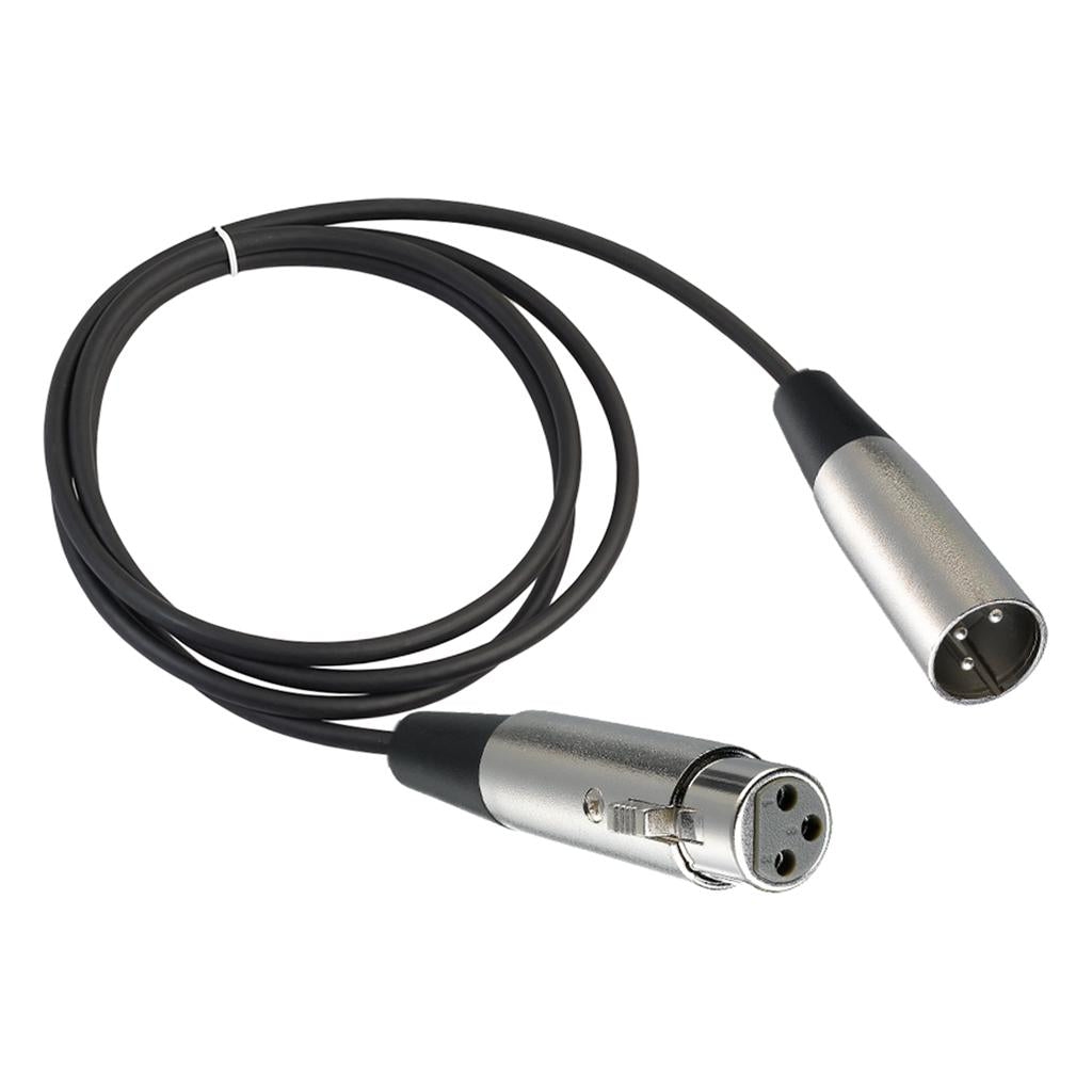 BLACK XLR 3 pin MALE TO FEMALE MIC MICROPHONE PATCH EXTENSION CABLE 6ft