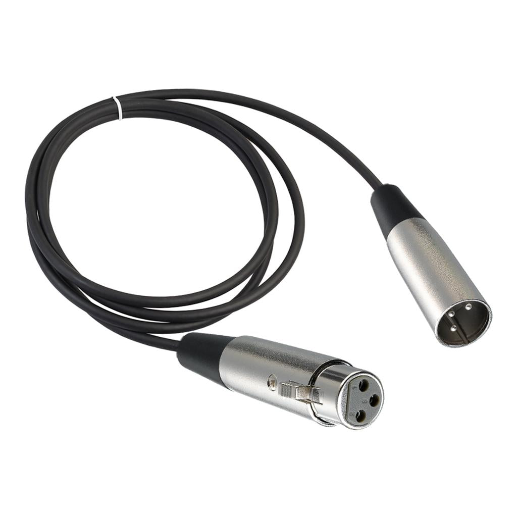 BLACK XLR 3 pin MALE TO FEMALE MIC MICROPHONE PATCH EXTENSION CABLE 6ft