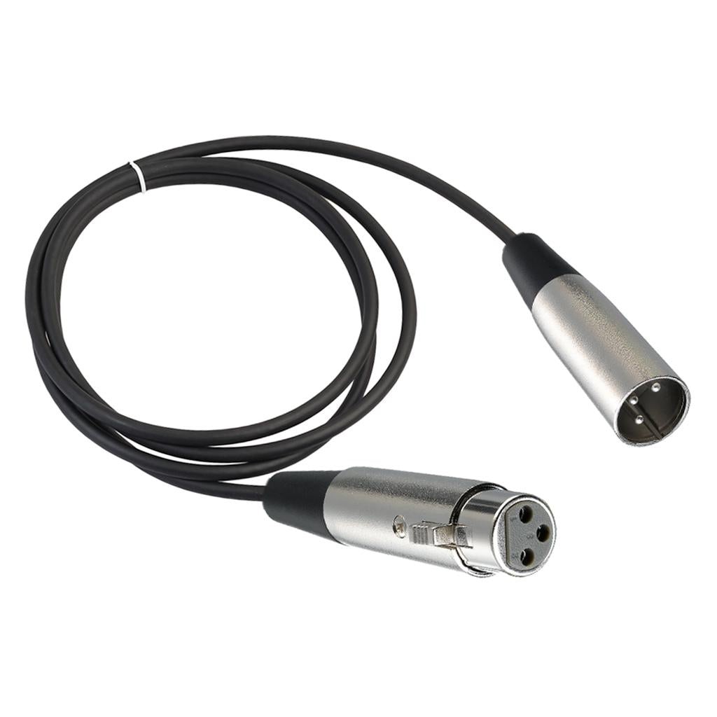 BLACK XLR 3 pin MALE TO FEMALE MIC MICROPHONE PATCH EXTENSION CABLE 6ft