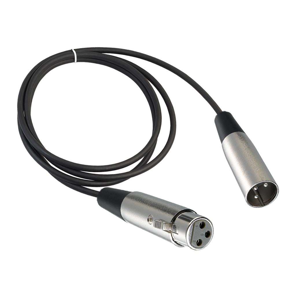 BLACK XLR 3 pin MALE TO FEMALE MIC MICROPHONE PATCH EXTENSION CABLE 6ft