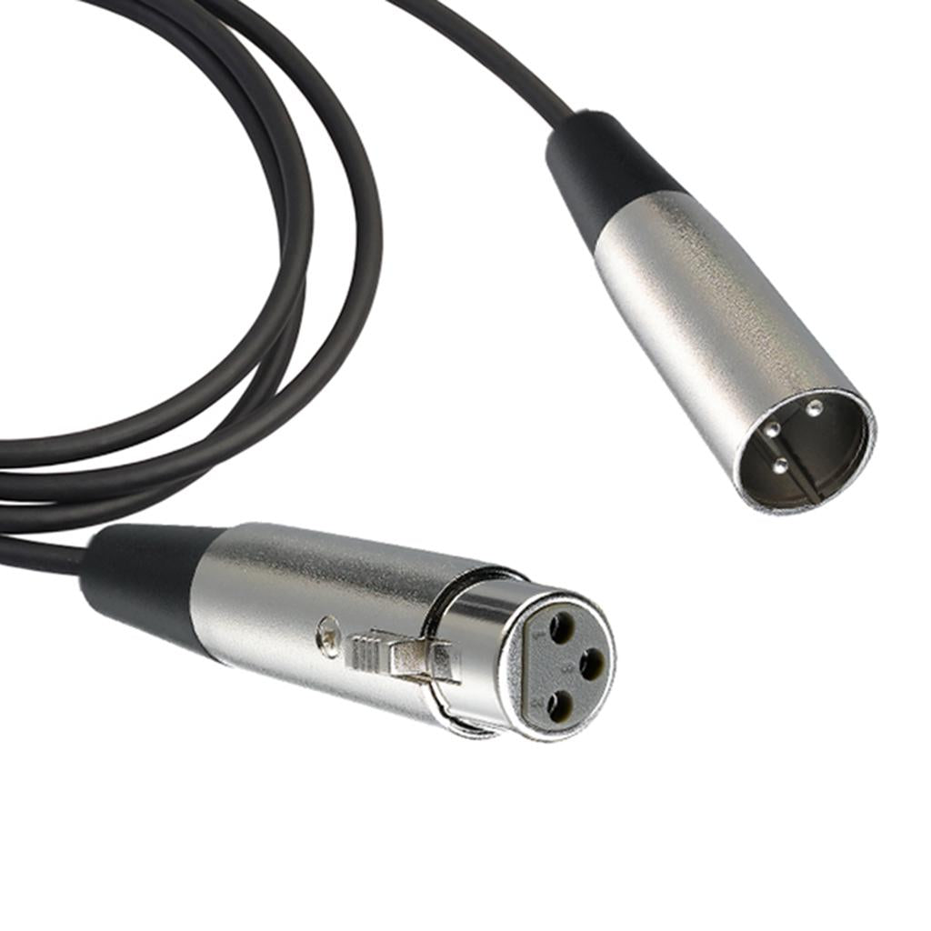 BLACK XLR 3 pin MALE TO FEMALE MIC MICROPHONE PATCH EXTENSION CABLE 6ft