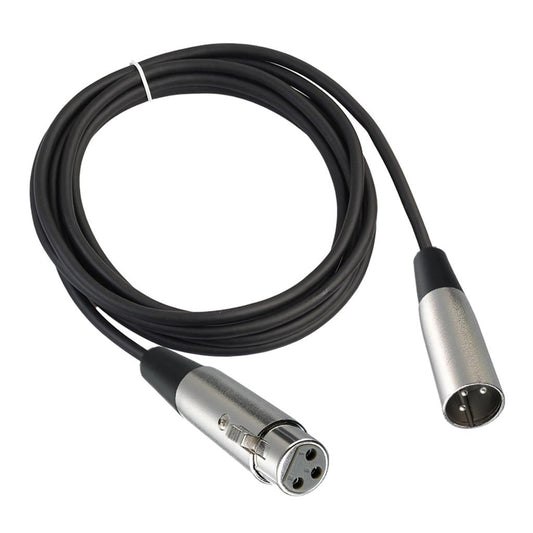 BLACK XLR 3 pin MALE TO FEMALE MIC MICROPHONE PATCH EXTENSION CABLE 10ft