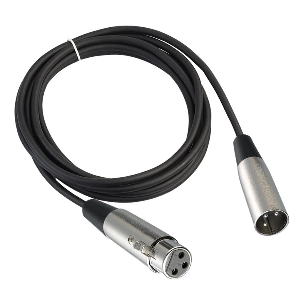 BLACK XLR 3 pin MALE TO FEMALE MIC MICROPHONE PATCH EXTENSION CABLE 10ft