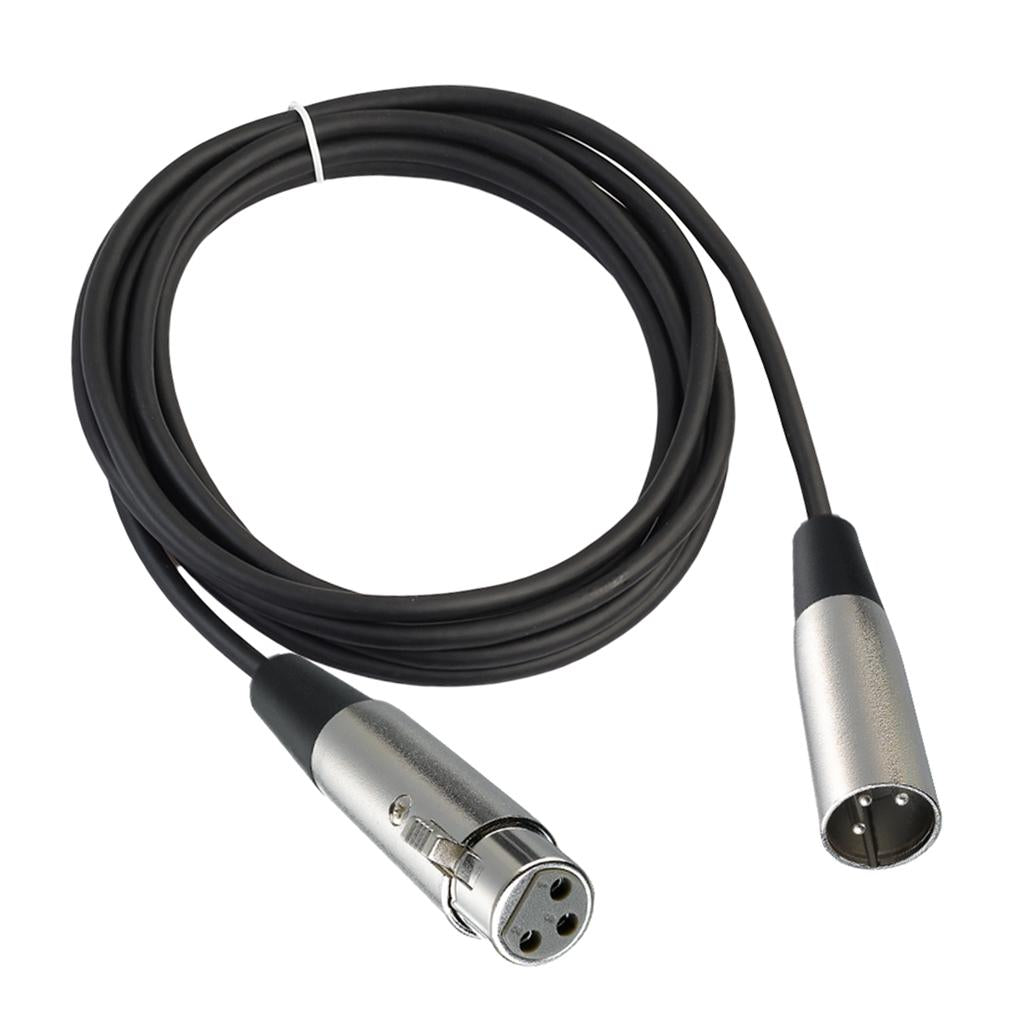 BLACK XLR 3 pin MALE TO FEMALE MIC MICROPHONE PATCH EXTENSION CABLE 10ft