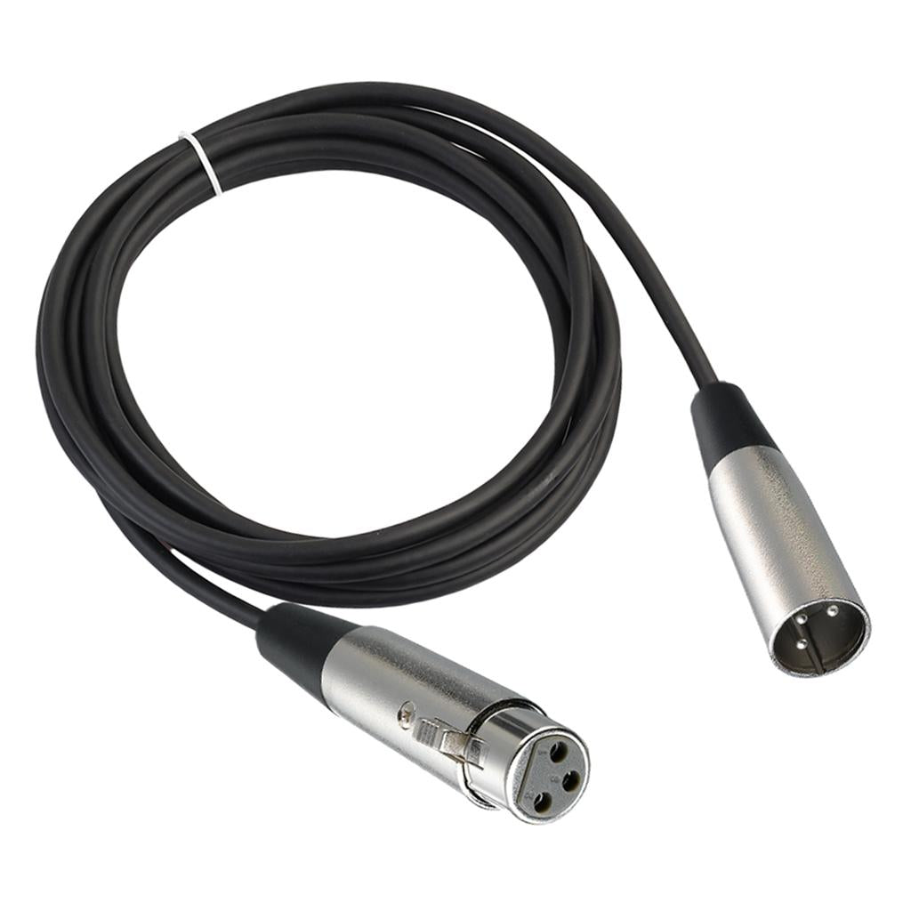 BLACK XLR 3 pin MALE TO FEMALE MIC MICROPHONE PATCH EXTENSION CABLE 10ft