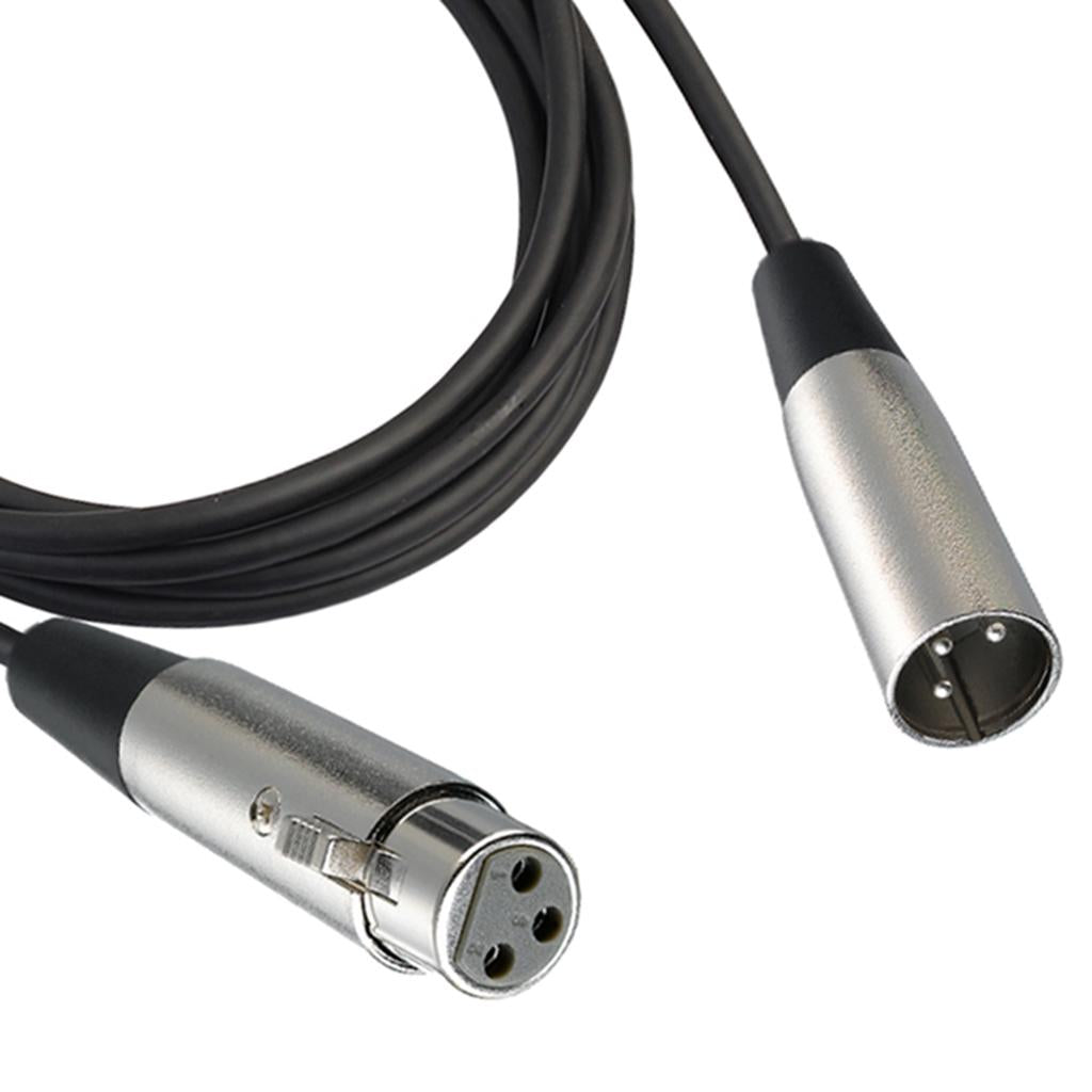 BLACK XLR 3 pin MALE TO FEMALE MIC MICROPHONE PATCH EXTENSION CABLE 10ft