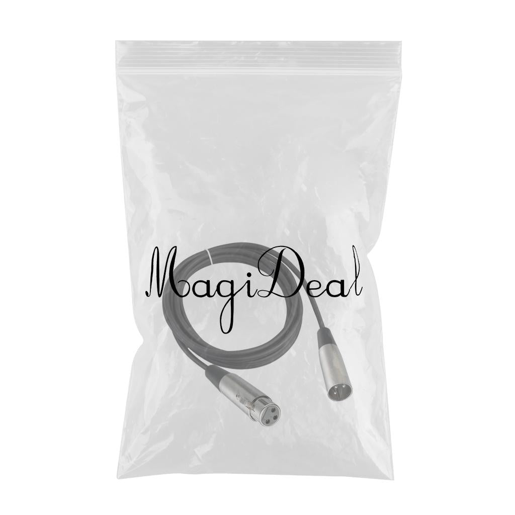BLACK XLR 3 pin MALE TO FEMALE MIC MICROPHONE PATCH EXTENSION CABLE 10ft