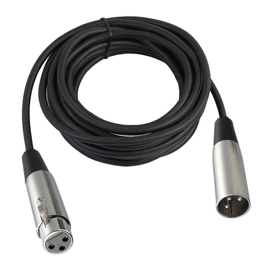 BLACK XLR 3 pin MALE TO FEMALE MIC MICROPHONE PATCH EXTENSION CABLE 16ft