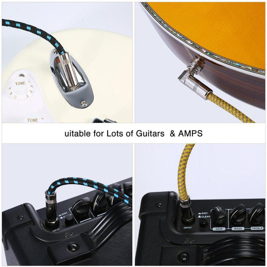 1pc Bass Guitar Cable 3m Right Angle 1/4 Inch to Straight Effector