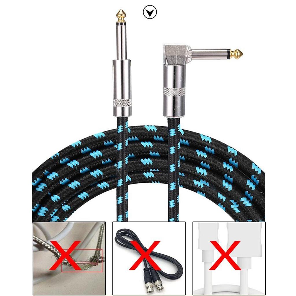 1pc Bass Guitar Cable 3m Right Angle 1/4 Inch to Straight Effector
