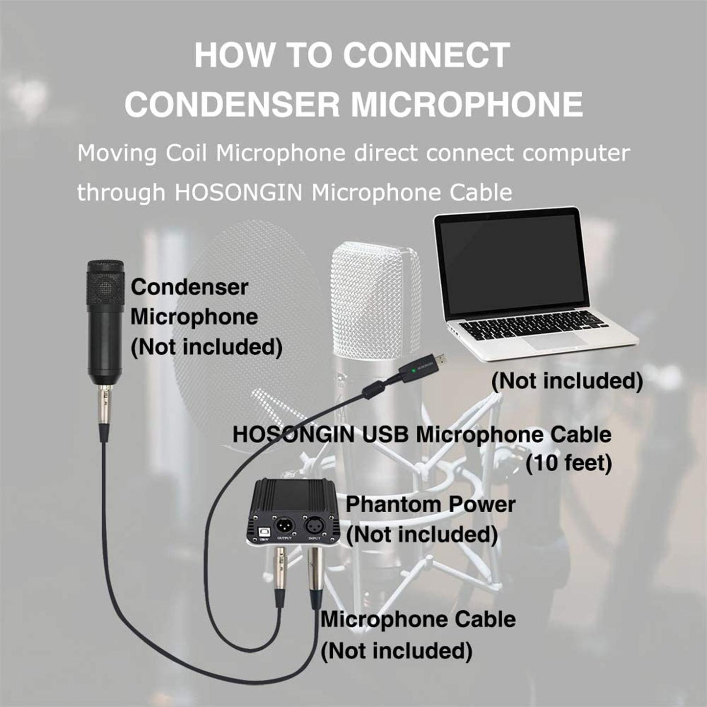 XLR Female to USB Audio Cable USB Converter Adapter for Microphone 10ft
