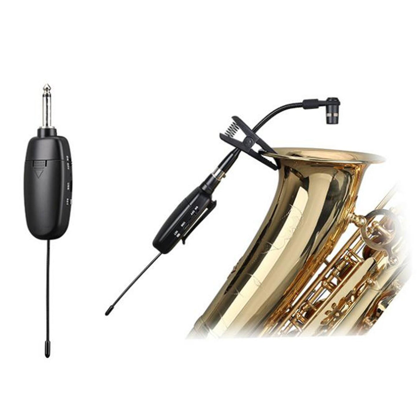 UHF Wire-less Saxophone Microphone Brass Mic System Receiver & Transmitter