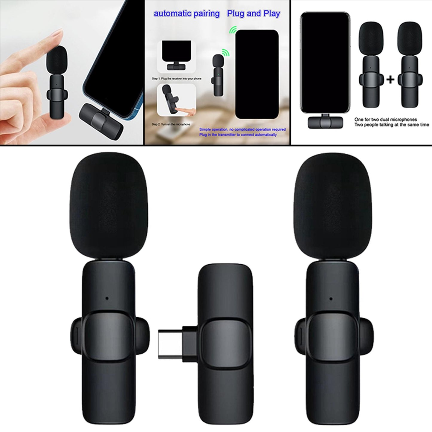 Wireless Lavalier Microphone  for Smartphone Tablets Livestreaming