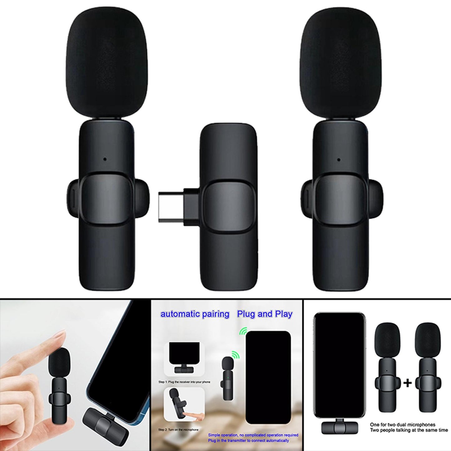 Wireless Lavalier Microphone  for Smartphone Tablets Livestreaming