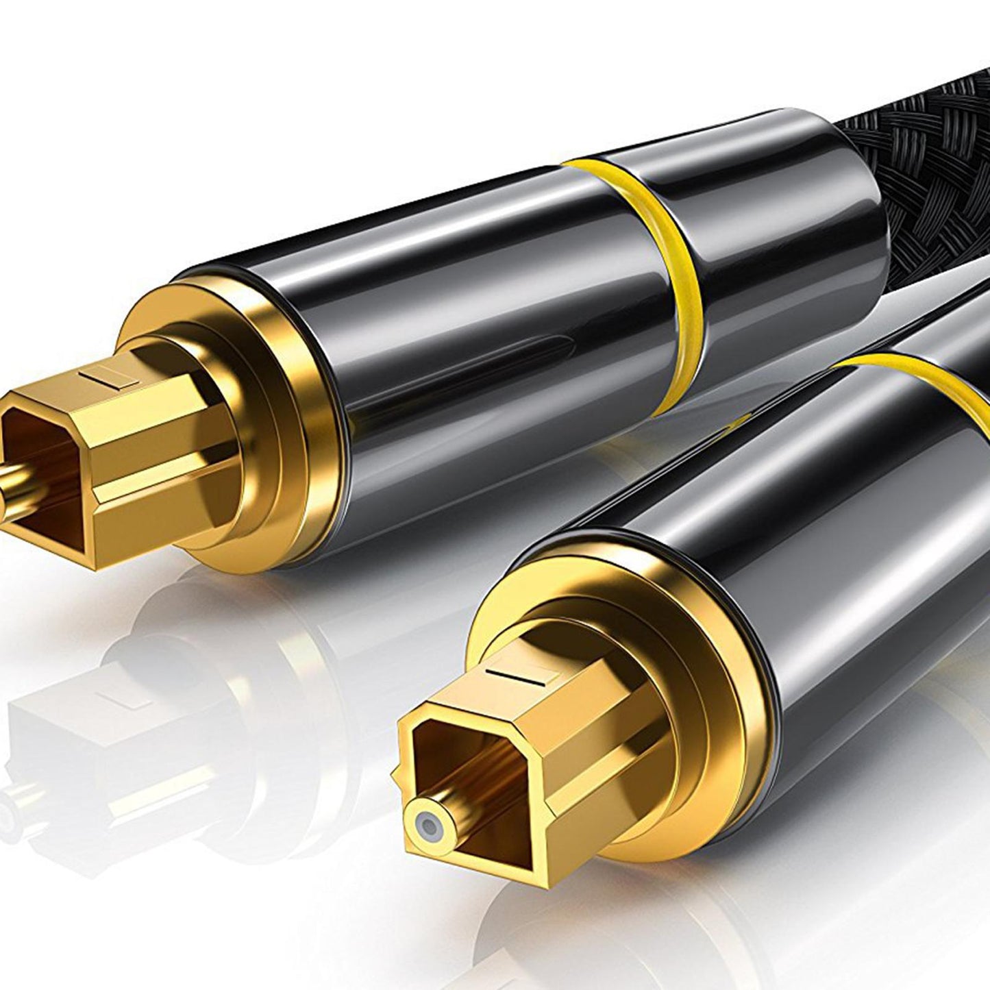 Optical Audio Cable Nylon Braided Male to Male for Soundbar Blue Ray Player yellow circle 3m