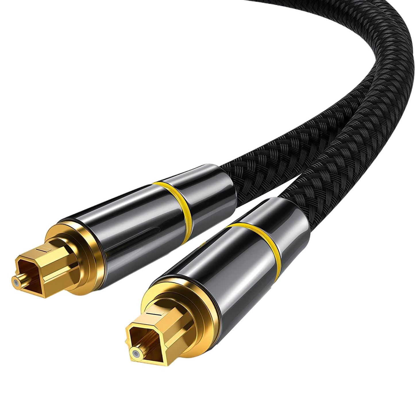 Optical Audio Cable Nylon Braided Male to Male for Soundbar Blue Ray Player yellow circle 3m