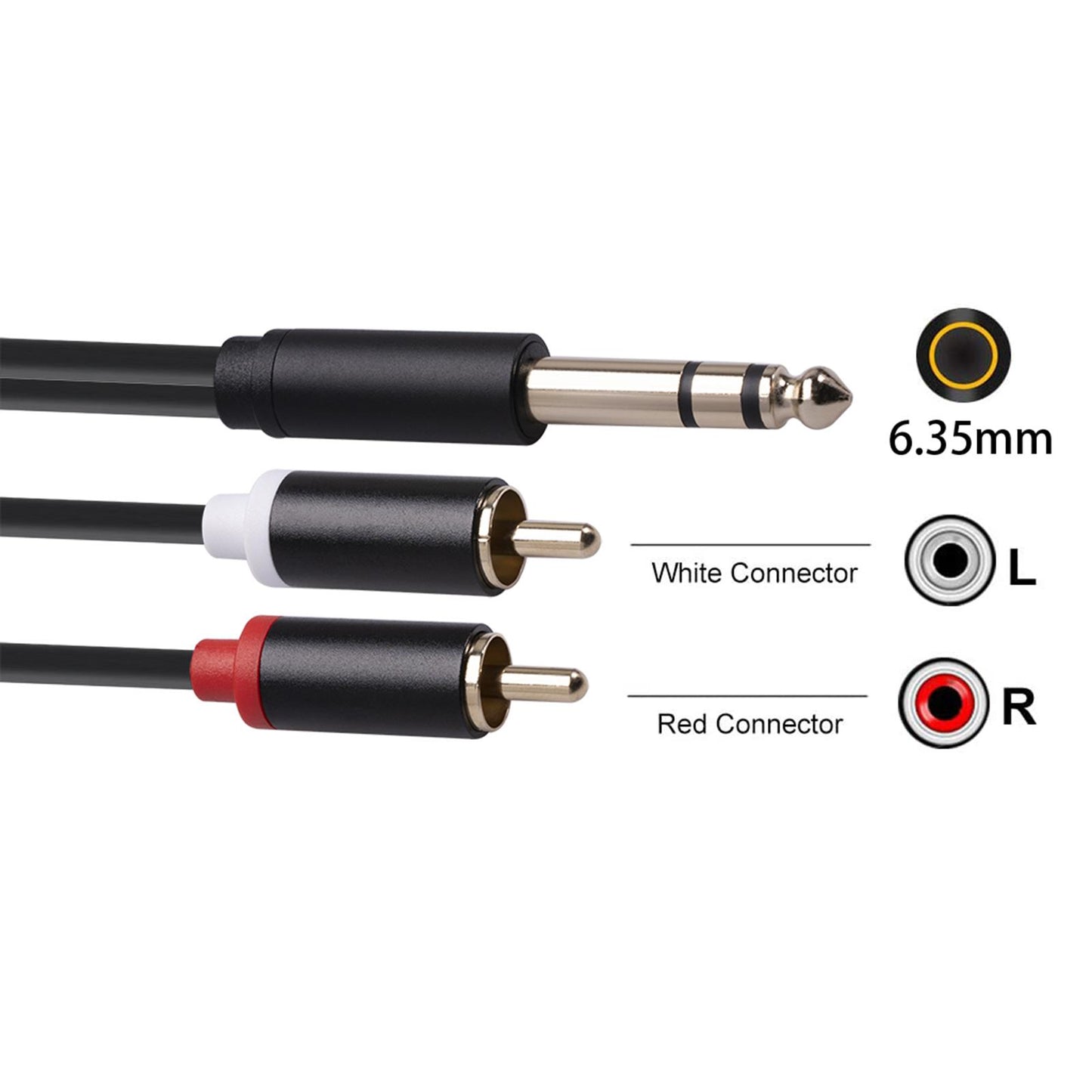 Audio Metal 3.5mm Stereo Jack to 2 RCA Phone Cable 6.35mm to 2RCA Cable 3M