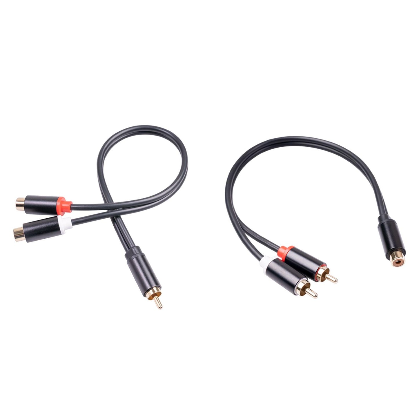 RCA to Dual RCA Cable 11.8" Female to Male 2-Way Transmission for Stereo Male to 2 Female