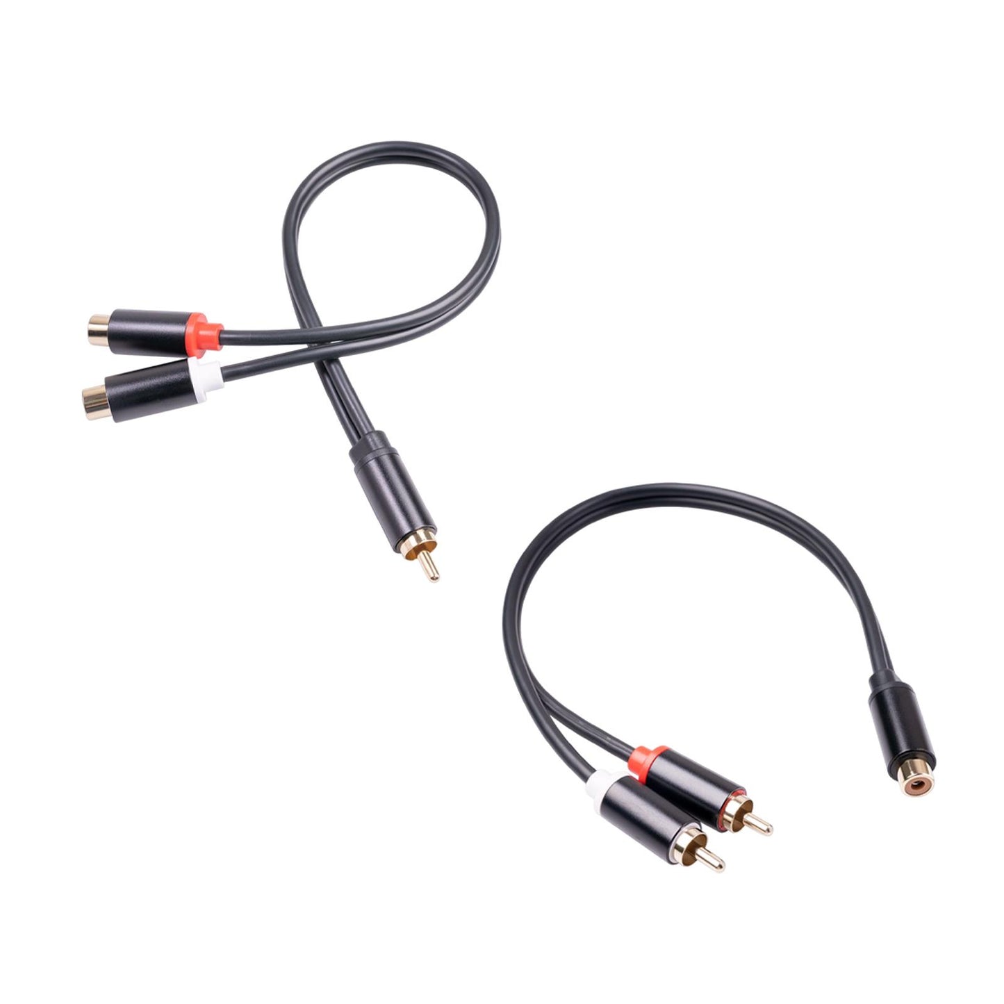RCA to Dual RCA Cable 11.8" Female to Male 2-Way Transmission for Stereo Male to 2 Female