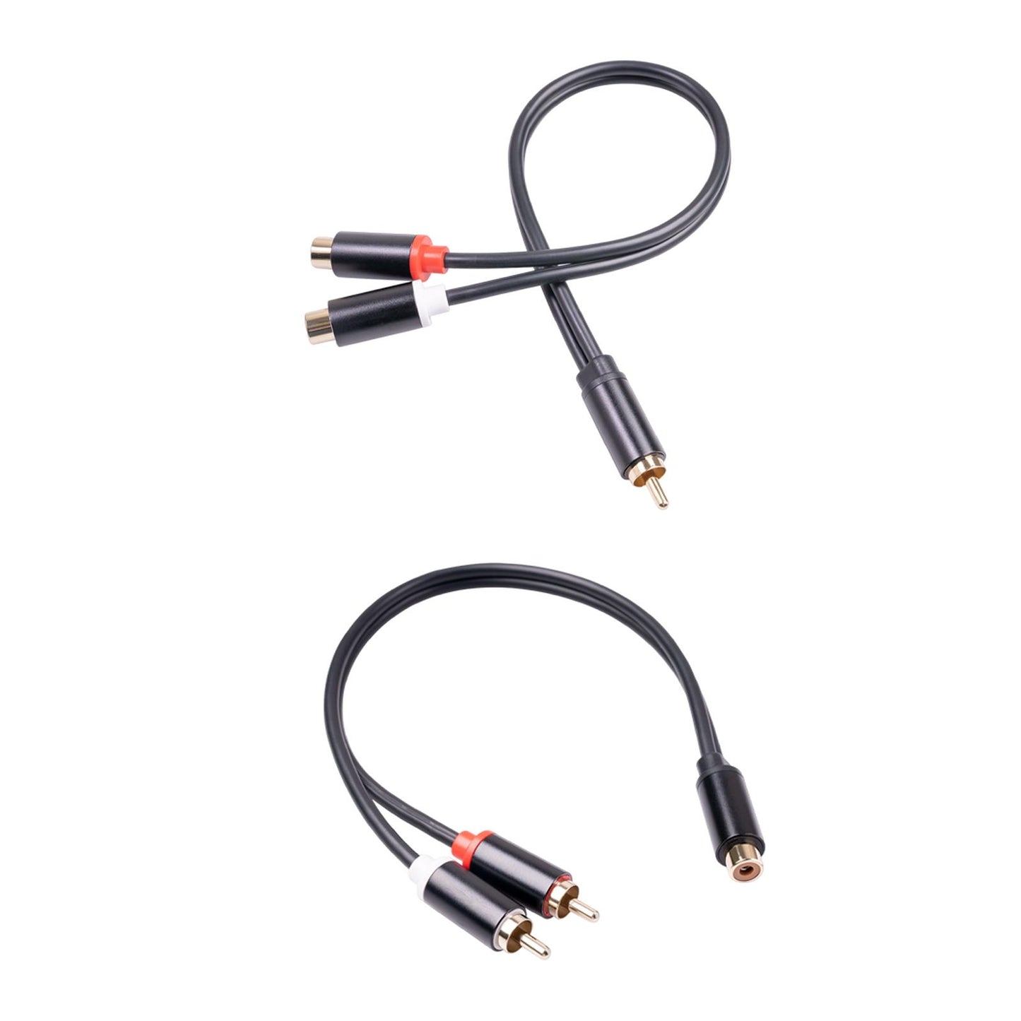 RCA to Dual RCA Cable 11.8" Female to Male 2-Way Transmission for Stereo Male to 2 Female