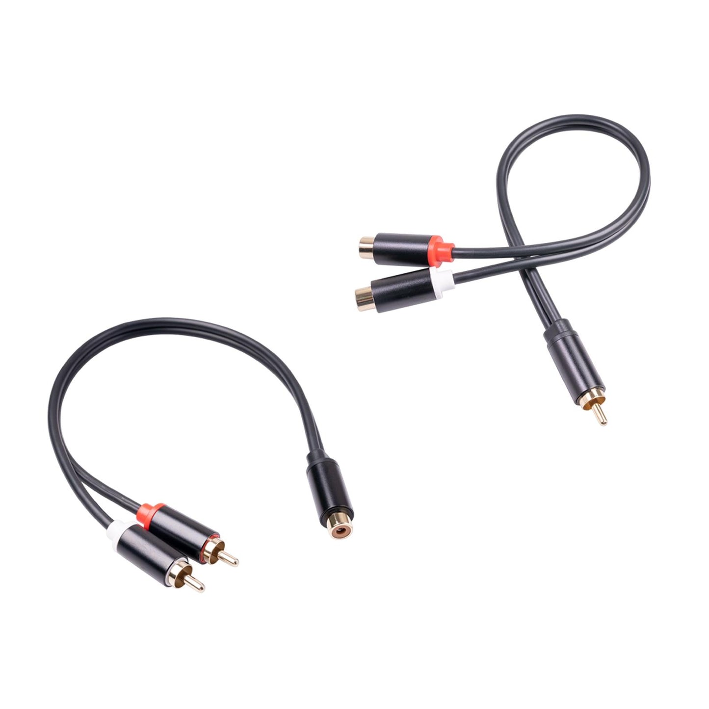 RCA to Dual RCA Cable 11.8" Female to Male 2-Way Transmission for Stereo Male to 2 Female