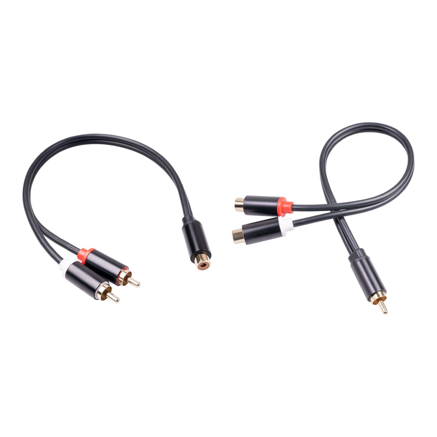 RCA to Dual RCA Cable 11.8" Female to Male 2-Way Transmission for Stereo Male to 2 Female