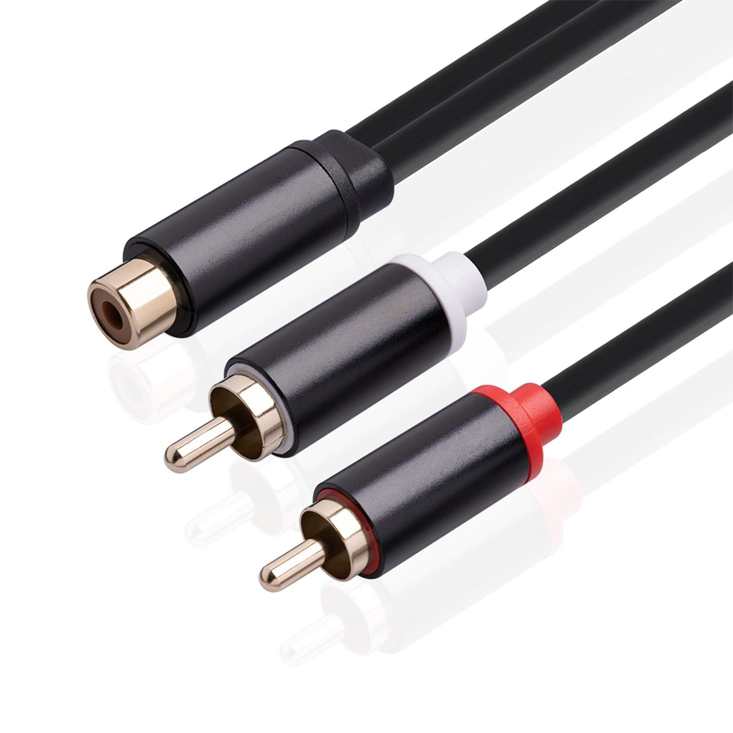 RCA to Dual RCA Cable 11.8" Female to Male 2-Way Transmission for Stereo Female to 2 Male