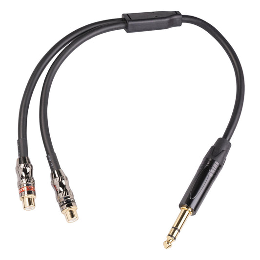 6.35mm Audio Mic Splitter Cable Earphone Headphone Adapter Male To 2 Female