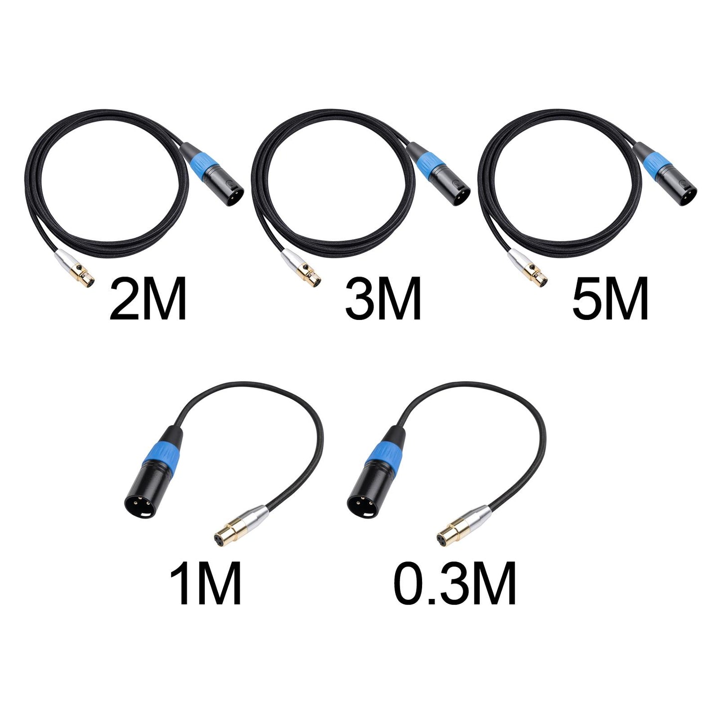 4.5mm MINI XLR Female to XLR Male Stereo Audio Adapter Cable Mini Jack 2M