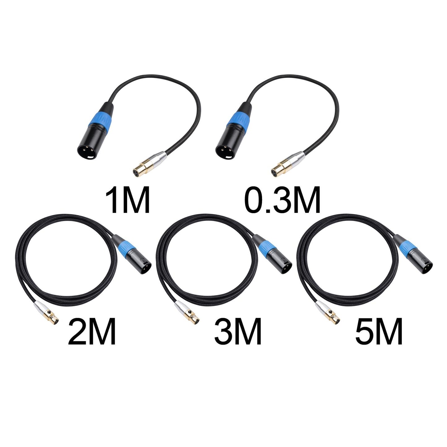 4.5mm MINI XLR Female to XLR Male Stereo Audio Adapter Cable Mini Jack 2M