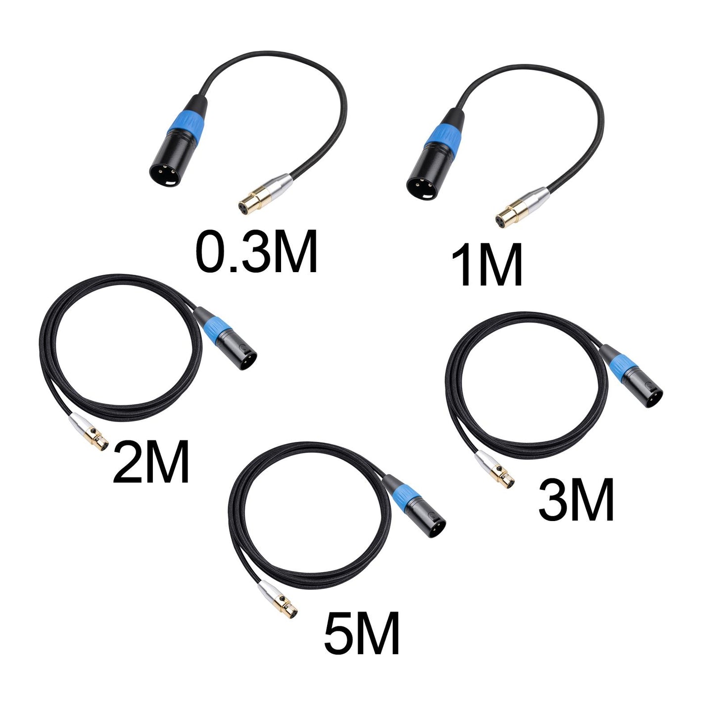 4.5mm MINI XLR Female to XLR Male Stereo Audio Adapter Cable Mini Jack 2M