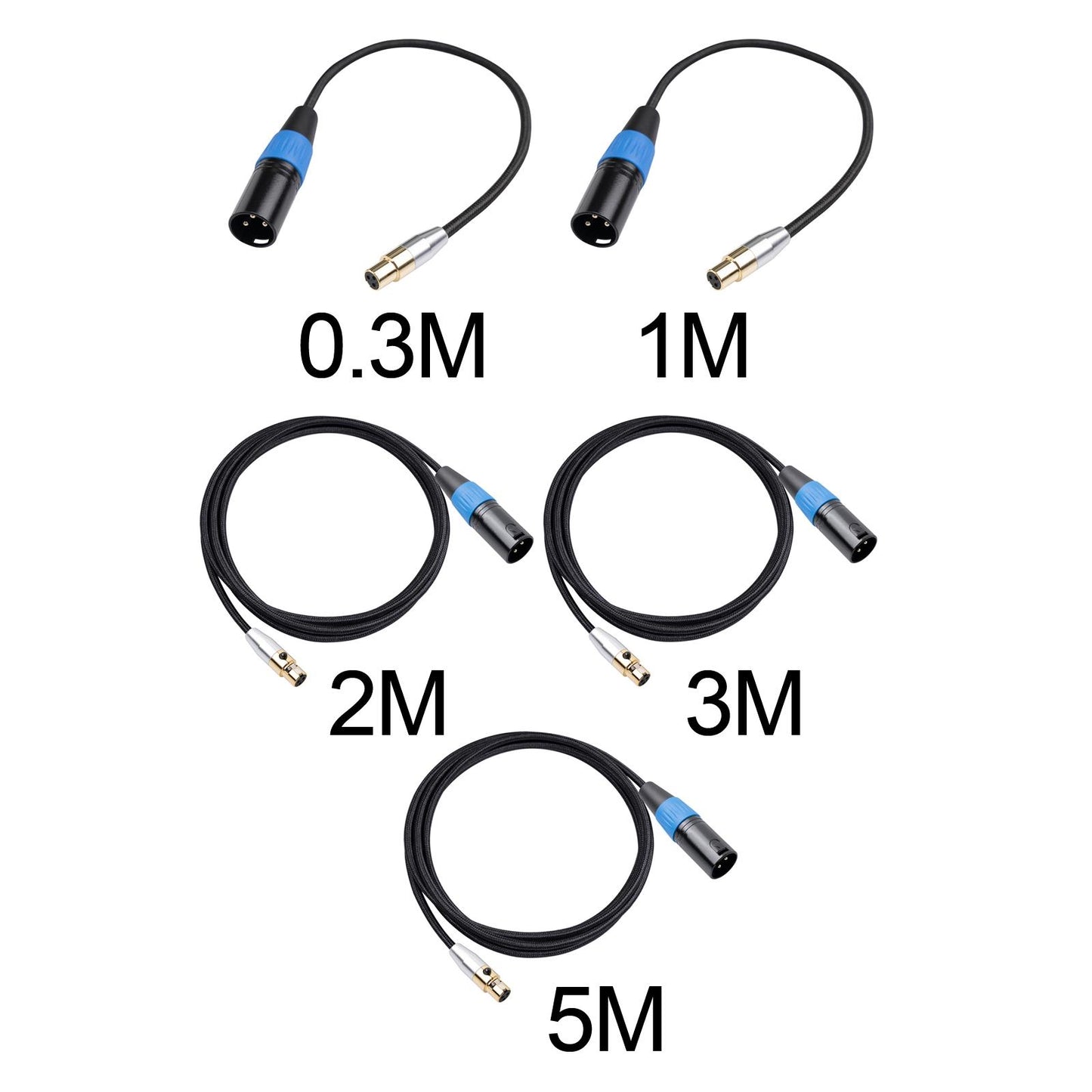 4.5mm MINI XLR Female to XLR Male Stereo Audio Adapter Cable Mini Jack 2M