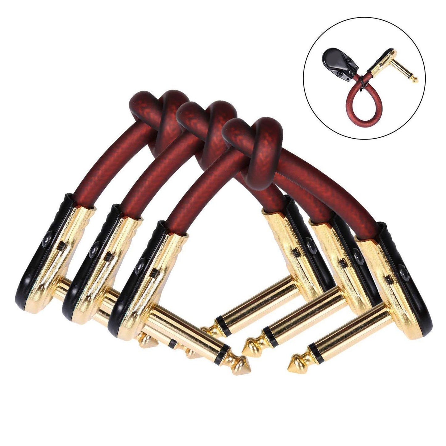 Guitar Effects Pedal Cables Noise Reduction Connectors Flat for Instrument